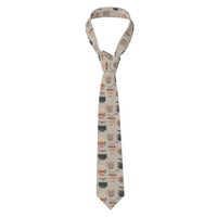 WHJSSF Cute Owl Pattern New men's tie with silk print, durable for both daily and business use