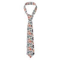 WHJSSF Owl Rabbit Bird Fox Pattern New men's tie with silk print, durable for both daily and bu