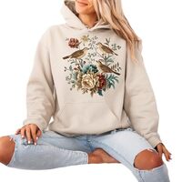 DAYLEA Vintage Owl Floral Sweatshirt &ndash; Cottagecore Nature Crewneck &ndash; Botanical Woodland 