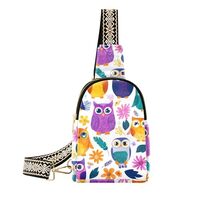 Xmycdz Colorful Owls Crossbody Sling Bag for Women Leather Small Chest Bag Adjustable Straps Daypack