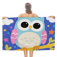 ERSTSNCK Cartoon Owl Beach Towel 31" X 51" Oversized Absorbent Towels Quick Dry Pool Towel