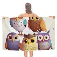 ERSTSNCK Owls Birds Beach Towel 31" X 51" Oversized Absorbent Towels Quick Dry Pool Towel 