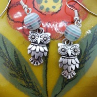 Blue Jay & Sweet!  Cute Handcrafted Owl Earrings! Dangle Owl Earrings/Girl Owl Earrings/Owl Dang