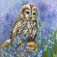 Tawny Owl 2 Bird Oil Painting Original Impasto Art Fine Art Landscape Flower Field Bird Lovers Gift 