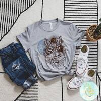 Owl Shirt, Moon T-Shirt, Mystical Shirts, Hiking Tshirt, Outdoor Shirt, Camping Shirt, Unisex Graphi
