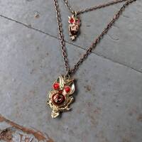 Vintage double strand enamel boho owl necklace