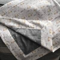 Grey Star Minky White Owl Flannel Receiving Baby Blanket