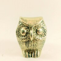 Vintage Solid Brass Owl Figurine 1970s
