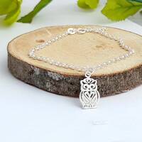 Filigree Owl Link Bracelet 925 Sterling Silver Gift for Women