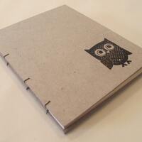Owl Small Journal Notebook: Hardbound Handmade Coptic Book