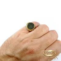 Silver & Gold Ring with Carved Owl. Goddess Athena Symbol . Gift for Him or Her.