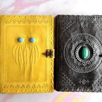 Pack Of 2 Handmade Leather Diaries, Owl Journal with Lock, Embossed Journal Notebook