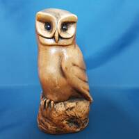 Vintage Heavy Resin Owl Figurine: Carved Animal Statue