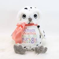 Personalized Stuffed Animal, Personalized Owl, Birth Announcement, Embroidered Stuffed Animal, Perso