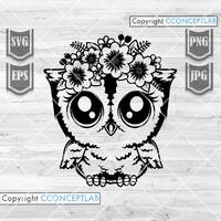 Cute Floral Owl Svg Files | Owl Svg | Floral Owl Svg | Floral Animal svg | Bird Svg | Owl Clipart | 