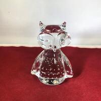 Vintage-Clear-Glass-Owl-Paperweight-Figurine-Home Decor