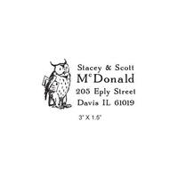 Owl with Letters Custom Return Address Rubber Stamp AD229