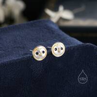 Cute Barn Owl Face Stud Earrings in Sterling Silver, Owl Bird Earrings,  Nature Inspired Animal Earr