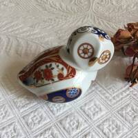 Vintage Porcelain Owl. Rust, Blue and Gold Hand Painting on White Porcelain Owl. Unmarked. Plastic S