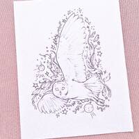 Floral Owl Coloring Page: Cottagecore Flight Design (JPG & PNG Digital Download)