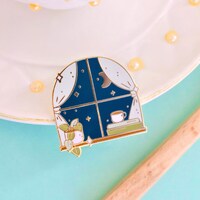 Cozy Nights Enamel Pin | Book Enamel Pin | Aesthetic Enamel Pin | Night owl enamel pin