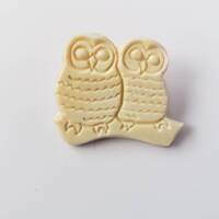 Vintage Brooch Owl Carved Retro Collectible Pin Costume Jewelry