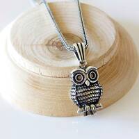 Sterling Silver Owl Necklace: Handmade Men's Pendant