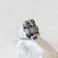 Handmade Sterling Silver Owl Ring: Turkish Bird Species Ring