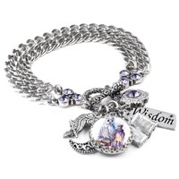 Owl Charm Bracelet, Snow Owl, Handmade Bird Lover Jewelry, Wisdom Charm