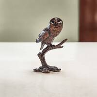 Miniature Bronze Tawny Owl Sculpture, 8th Wedding Anniversary Gift - Owl Figurine - Retirement Prese