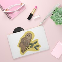 Cute Owl Vegan Leather Clutch Bag | Owl Design Clutch Purse | Owl Purse
