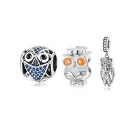 Wow Charms 925 Sterling Silver Charms Creative Owl Shape Zircon Stone Animals Beads. Charms fit for 