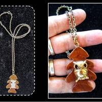 Vintage Brass Owl Sitting in a Tree Pendant Necklace w/ Gold Tone Link Chain