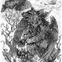 Bear Owl Griffin - A3 Original Art