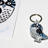 Plexiglass Keyring - Greek Owl - Owl of Athens - Key Chain