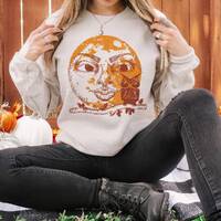 Vintage Moon and Owl Crewneck Sweatshirt, Witchy Halloween Pullover Sweatshirt, Trendy Magic Crewnec