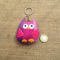 Owl key ring,Harris tweed owl,owl lover's gift,bag charm,bag fob,Scottish gift,lanyard fob,stock