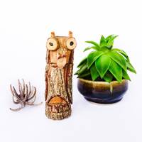Hand Carved Wooden Owl Figurine Vintage Owl Carving