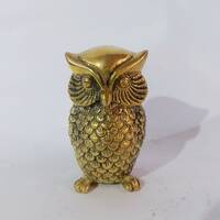 Vintage Bronze Owl Statue, Handmade Home Decor (3.1"x2"x2")