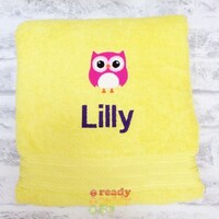 Personalised Swimming / Bath Towel / Sheet OWL Embroidered Unisex Boys Girls Children's Kids wit