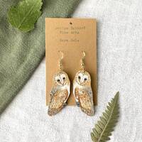 Barn owl earrings | Painted owl earrings | Handmade owl jewelry
