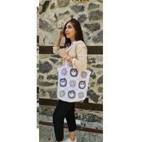 Crochet Shoulder Bag, Crochet Owl Bag, Knitted Cotton Animal Bag, Summer Beach Purse, Market Bag, Sh
