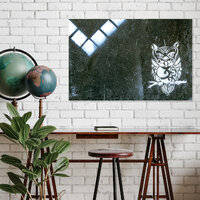 Owl Street Art Photography Print: Black and White Canvas, Dorm Decor