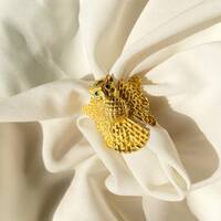 Big Night Owl Ring,  925 Sterling Silver 18 K Gold Vermeil Plated  Ring, Animal Chunky Ring,  Antiqu