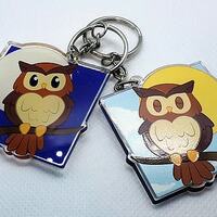 Sleeping and Awake Owl Acrylic Keychain Double-Sided 2 inches