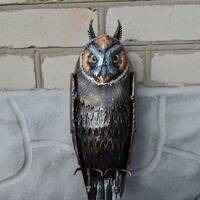 sculpture of an owl, wrought iron sculpture