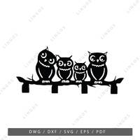 Owl Family SVG Bundle: Owls on Branch Vector (Digital Files)