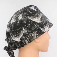Night Owl Cotton 4.5" tall Handmade Scrub Cap for Women