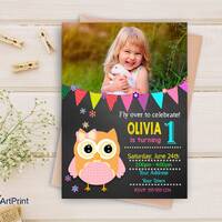 Owl Birthday Invitation, 1st Birthday Invitation, Owl Invite, Owl First Birthday Party, Digital file