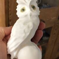 Vintage Italy Salt Stone Owl Statue Figurine Yellow Eyes Cute 4 1/4” Halloween